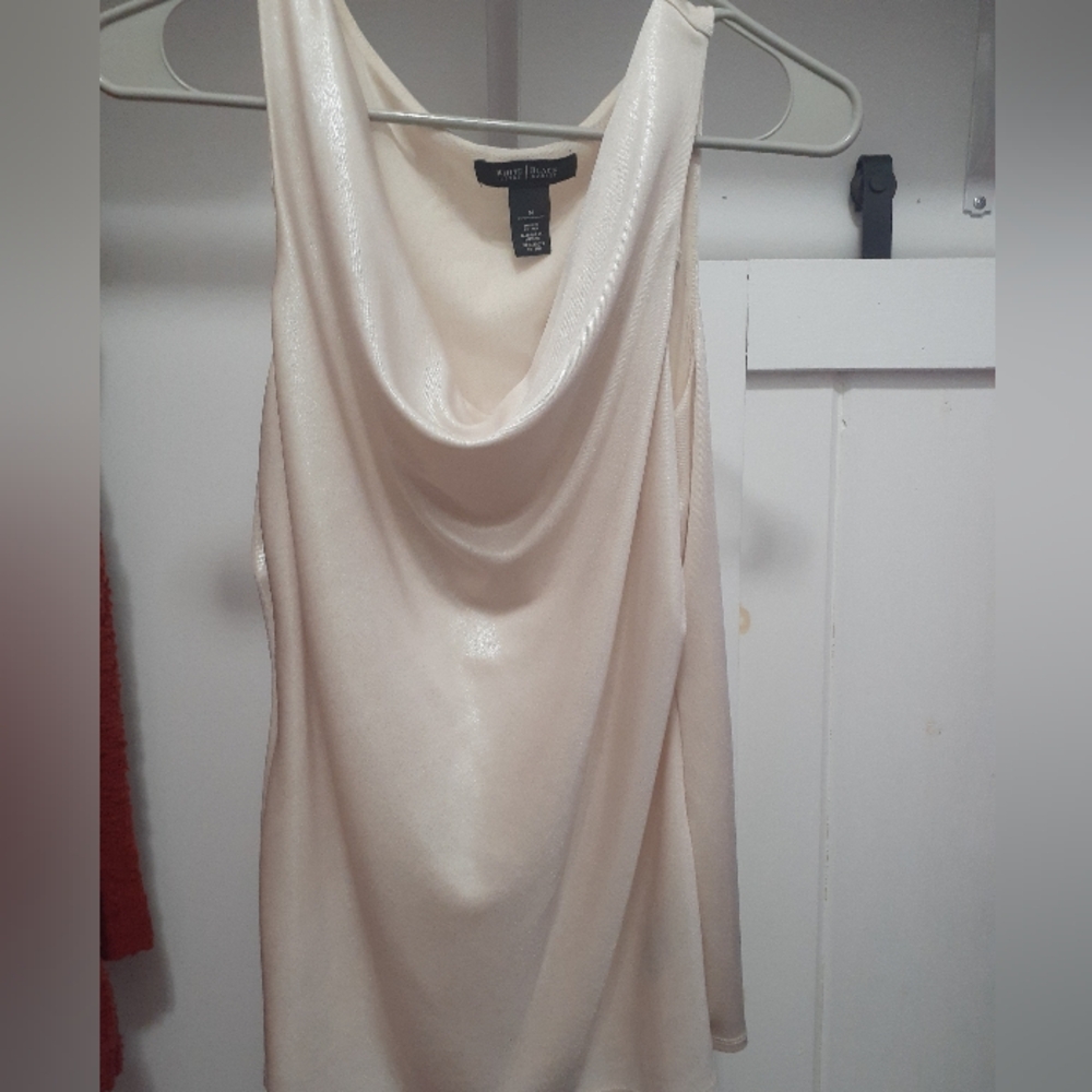 White Black House Market Pearl Satin Cowl Neck Dressy Tank Top Size Medium